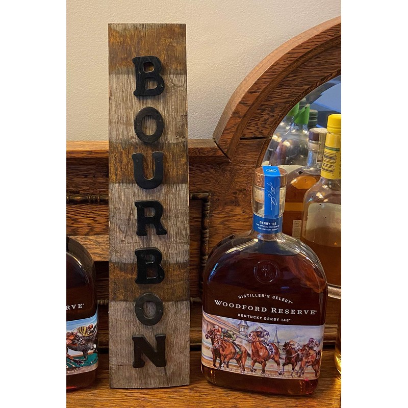 Reclaimed Bourbon Barrel Stave Sign - Decor for Home Bar