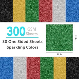 SANZIX 30 Sheets Green Glitter Cardstock Paper 12x12" 110lb 300 GSM Glitter Paper for Cricut, Christmas Cards, Scrapbook, DIY Crafts, Decor, and Custom Cards | Ideal for Gift Wraps & Booklet Covers