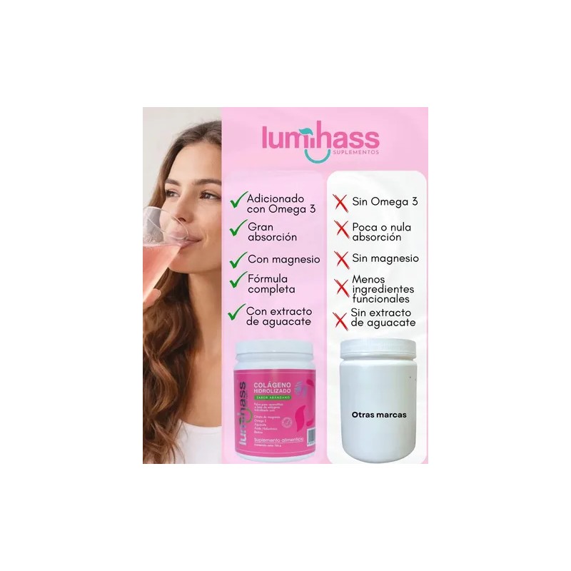 Colágeno Lumihass 2 Botes 725 G Omega 3 Acido Hialuronic