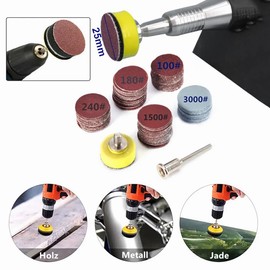 Pack of 100 Velcro Sandpaper 25 mm Grit Each 100 180 240 1500 3000 with 1 Piece Polishing Pad Adapter, Sanding Discs Pad Kit, Sanding Attachment for Cordless Screw