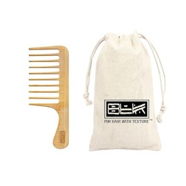 BLK Bamboo Wide-Tooth Detangling Comb with storage bag