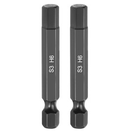 HARFINGTON 2pcs Flat Hex Head Drill Bit H6 (6mm) Magnetic Tip 1/4" Hex Shank 50mm (2") Long Mirror Polished Metric Hexagonal Screw Driver Screwdriver Bits Wrench Electric Power Tools