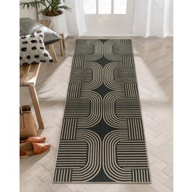 Lahome Modern Geometric Runner Rug, 2x6 Laundry Room Rug Runners for Hallways Non Slip, Washable Outdoor Runner Rug with Rubber Backing, Farmhouse Non Shedding Rug Runner for Kitchen Entryway