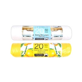 White Hinge 40x Fragranced Swing Bin Bag Liners (95cm x 120cm) 50L Odour Neutralising Citrus Lemon or Fresh Linen & Summer Breeze Scent