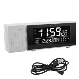 TSP30 Night Light Digital Clock Alarm with FM Radio Temperature and Humidity Monitor(White )