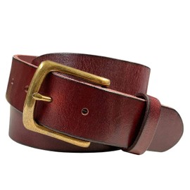 BS040-CX160 Morgan Genuine Full Grain One-Piece 100% Genuine Leather Belt Casual Belt1-1/2"(38mm) Wide (Burgundy, 42)