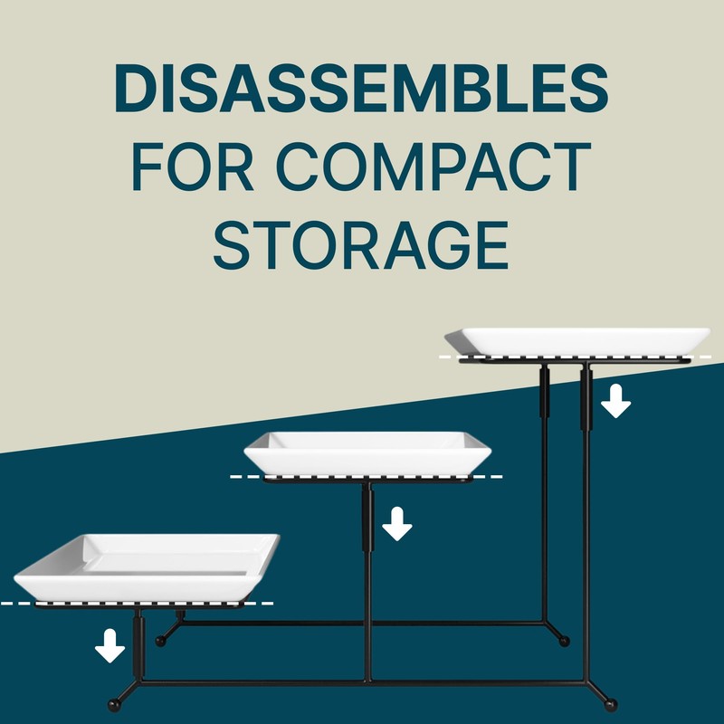 Gibson Elite Gracious Dining 3-Tier Serving Display Stand, Rectangular White