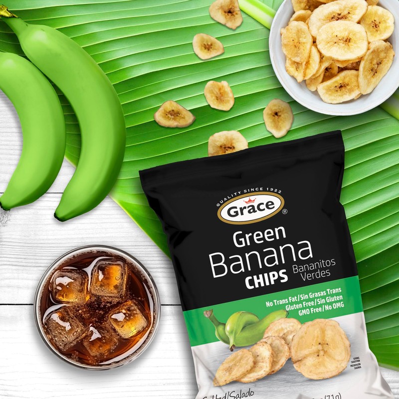 Grace Green Banana Chips 2.5oz - 6 Pack Plantain Chips