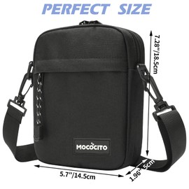 MOCOCITO Shoulder Bag for Men, Messenger Bag, Nylon Messenger Bag for Daily Life, Travel, black