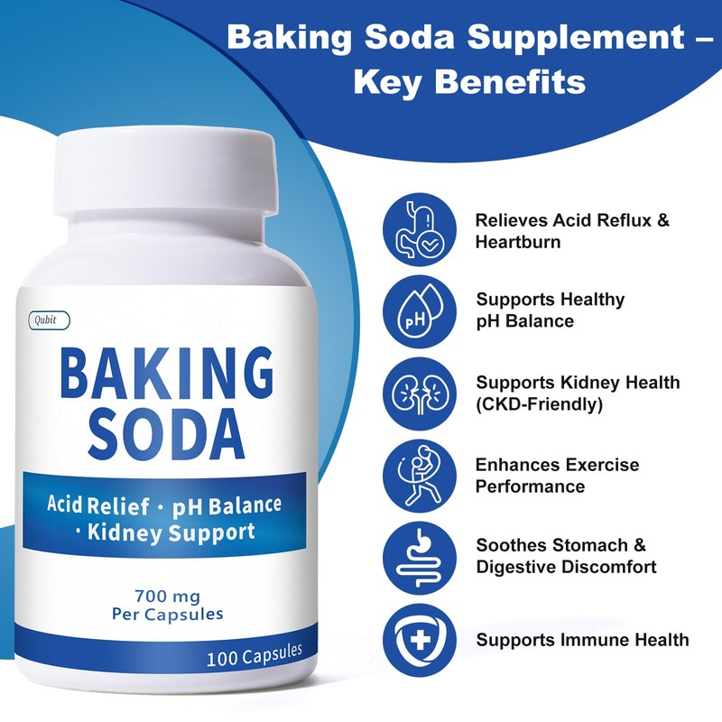 Baking Soda Capsules – 700mg Sodium Bicarbonate Supplement | Natural