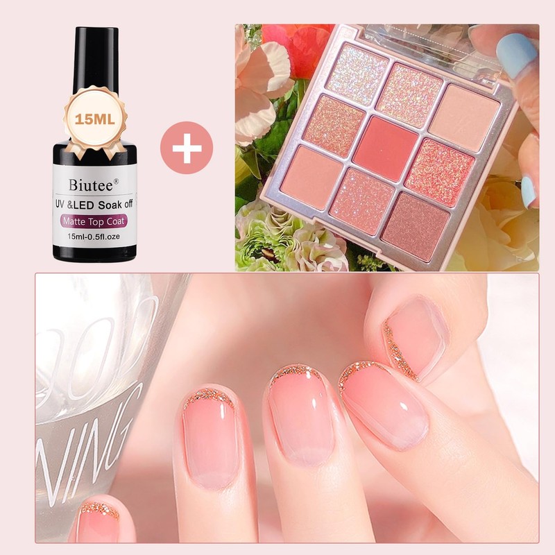 Biutee Topcoat Matte 15ml Gel Nail Non Wipe Matte Top