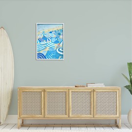Stupell Industries Striped Coastal Beach Umbrellas Framed Wall Art, Design by Life Art Designs