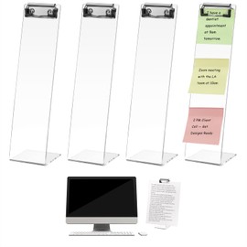 AceOrbit 4 Pcs Monitor Memo Boards for Computer, Acrylic Multifunction Screen Message Reminder, Transparent Computer Sticky Note Holder, Creative Office Desk Accessories for Desktop Home
