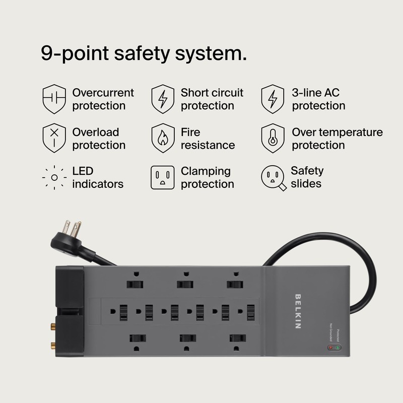 Belkin Surge Protector Power Strip w/ 12 AC Outlets &