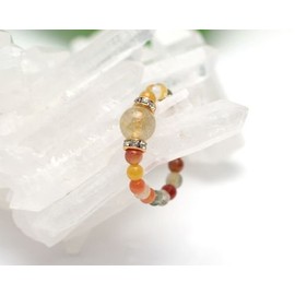 [Happiness Stone] Gold Rutilated Quartz, Kararutil Quartz, Gold Hand, Fukuoku Ju, Natural Stone, Ring, Money Luck, Business Luck Stone, Gemstone, rutilated-quartz