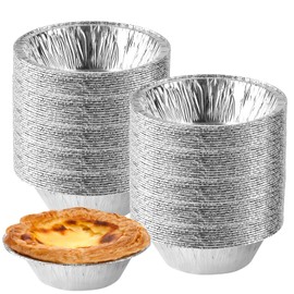 Jyongmer 100 Pieces 2.6 Inch Round Pie Tart Small Tin Foil Pans Disposable Aluminum Mini Pie Pans for Baking, Cooking Supplies