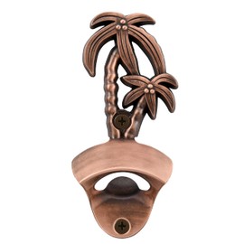 Jumiok Antique Copper Wall Mounted Bottle Opener Stainless Palm Tree Beer Soda Cap Opener Cooler Mountable for Beach Theme Party