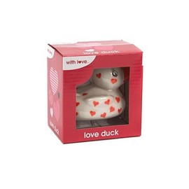 PMS 2ASSTD COLOUR HEART PRINT PVC DUCK IN COLOUR WINDOW BOX