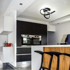 JOYINLED LED Deckenleuchte, 21W 2500LM Deckenlampe Natürliches Schwarz 3000K-6500K, Modern Küchenlampe aus Aluminium LED Schlafzimmerlampe Weiß für Flur Küche Balkon Studio, Durchmesser 25cm