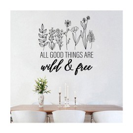 MYMKO All Good Things are Wild & Free Size 21x21'' Wild Flower UV DTF Wall Car Mirror Decal, Peel and Stick Wall Art Decal for Living Room Bedroom Kitchen TV Wall, Wall Stickers Decor