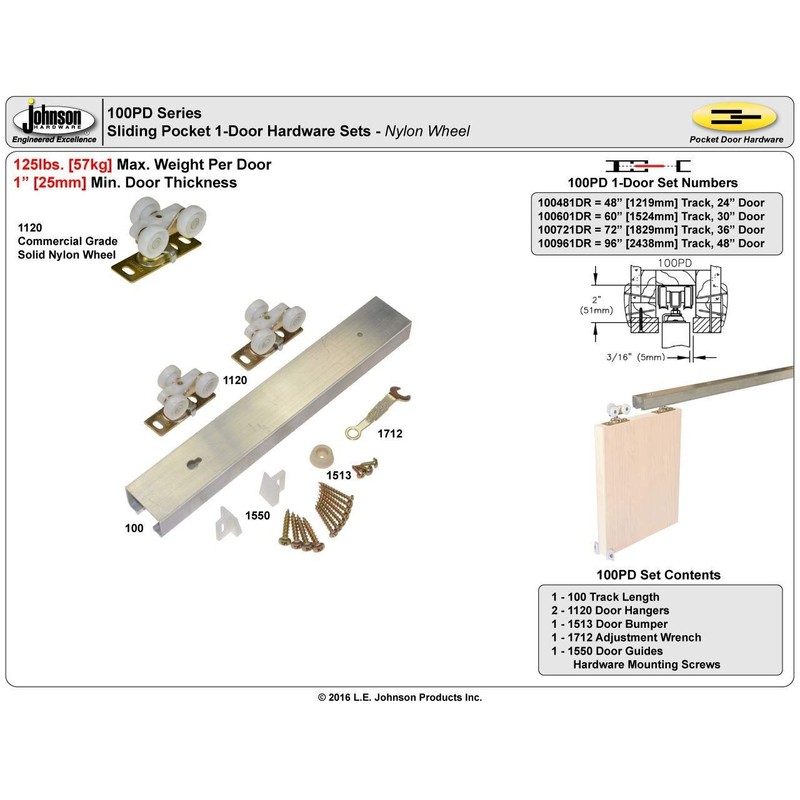 Johnson Hardware 100PD Commercial Grade Pocket/Sliding Door Hardware (72")