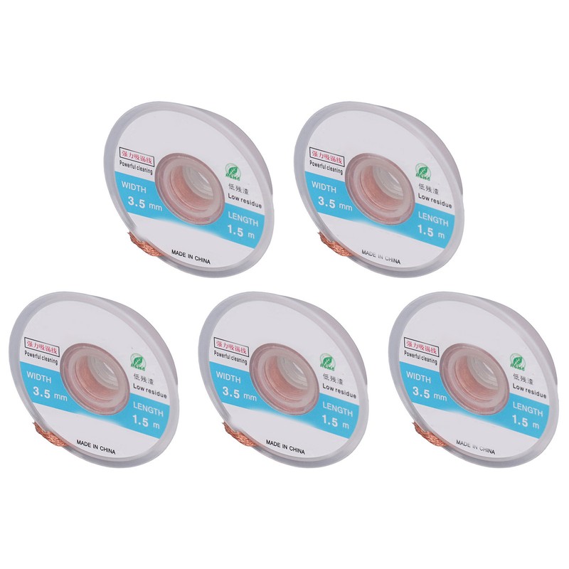 5Pcs Solder Wick Braid Copper 1.5m Length 3.5mm Width Set