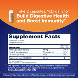 Florastor Select Immunity Boost Daily Probiotic & Immune Support Supplement for Women and Men, Saccharomyces Boulardii CNCM I-745 Plus Zinc, Vitamin C & D3 (30 Capsules)