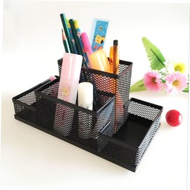 NUOBESTY Desk Organizers and Accessories Mesh Table Organizer Metal 6 Compartment Office Supplies Storage Black