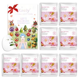 8 Pack Cherry Blossom Face Sheet Mask Skincare,Hydrating Face Mask For Sensitive Skin,Moisturize,Soothing,Nourish for All Skin Types,Natural Spa Party Facial Mask Skincare Set for Women Men Girls