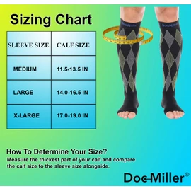 Doc Miller Calcetines de Compresión de Punta Abierta (1 par) 30-40 mmHg Medias de Compresión Para Ejercicio, Recuperación, Dolores, Varices, Mangas para Pantorrillas (Negro Gris Verde, Mediano)