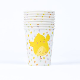 evelay 8pcs Easter Chick Paper Cups 270ml for Kids Party Decoration Prop Decor Tableware
