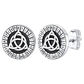 Celtic Earrings for Man Woman, Antique Runes Trinity Knot Stud Earring Classy Norse Viking Earrings Studs for Friendship Family