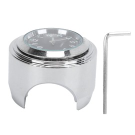 Motorcycle Handlebar Watch, Motorcycle Mount Clock Round Clock Aluminium Waterproof Luminous Universal for 7/8-in-1 Handlebar (Black)