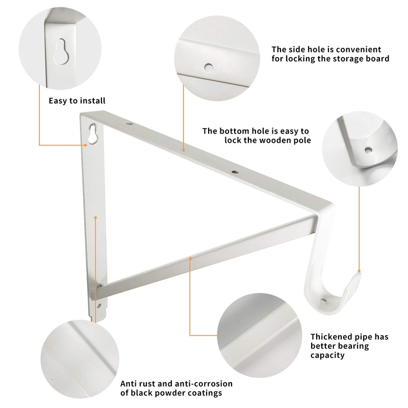 Heavy Duty Closet Shelf and Rod Brackets (White, 3 pack)