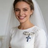 XYZRTLON Something Blue Cross Bridal Bouquet Charm Embroidered Happy Tears