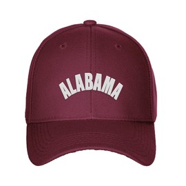 Daxton USA Cities States Baseball Hat Cap Arch Letters, Alabama Burgundy White