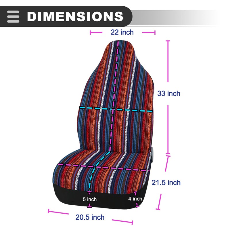 Motoforti Universal Car SUV Automotive Front Bucket Seat Cover, Polyester,