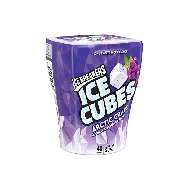 ICE BREAKERS ICE CUBES Sugar Free Gum, Arctic Grape, 40 Piece