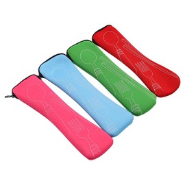 Tiardey 4 Piece Cutlery Bag for Travel, Empty Long Cutlery Bag, Portable Cutlery Box for Travel, No Cutlery for School, Picnic, Cutlery Storage