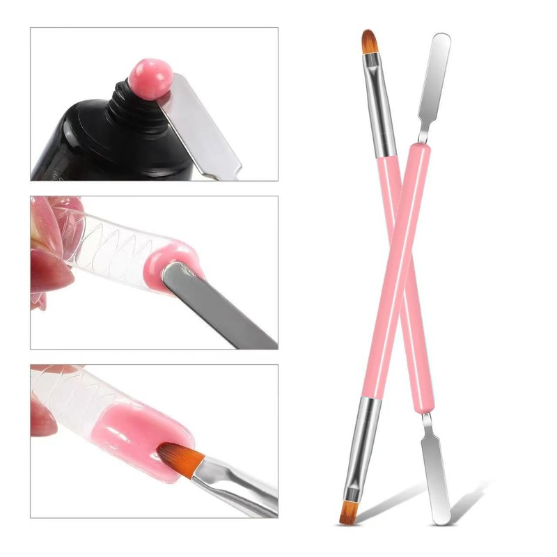 Nail Brushes, Pack of 2 Nail Art Brushes, Dual-Ended Polygel