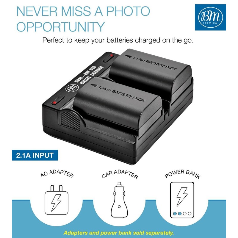 BM 2-Pack of LP-E6N Batteries and Dual Battery Charger for