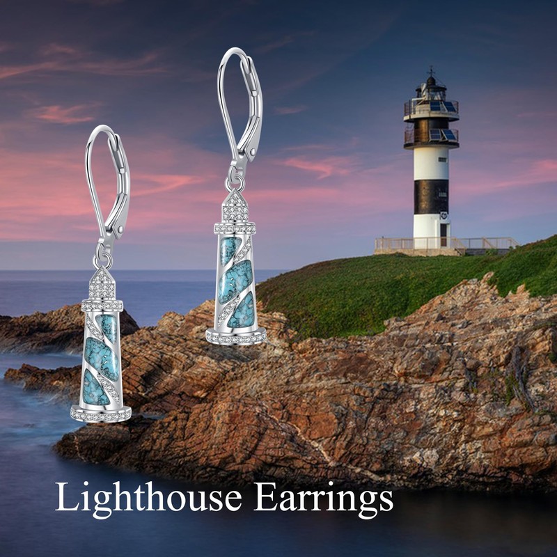 YAFEINI Lighthouse Earrings Sterling Silver Lighthouse Dangle Drop Earrings Jewelry
