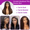 Unvizossa Headband Wig Human Hair Straight Chocolate Brown Headband Wigs