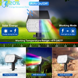 NYMPHY Solar Color Changing Lights, 7 Lighting Modes Solar Lights Outdoor Waterproof IP68, Multicolor RGB Outdoor Lights for Garden Yard Landscape Decorations- 4 Pack