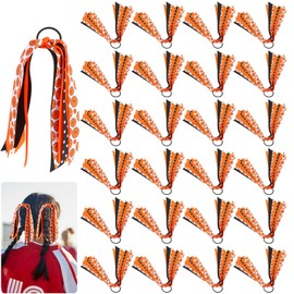 24 Pcs Basketball Hair Ties, Basketball Hair Accessories for Girls, Basketball Ribbon, Holder Streamer Elastics, Basketball Scrunchies for Girls Basketball Accessories Ponytail Holder Scrunchies Gifts