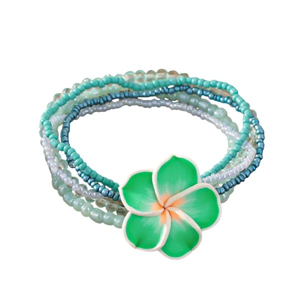 Pingyongchang Hawaiian Plumeria Rubra Clay Multilayer Stackable Bracelets Bohemian Flower