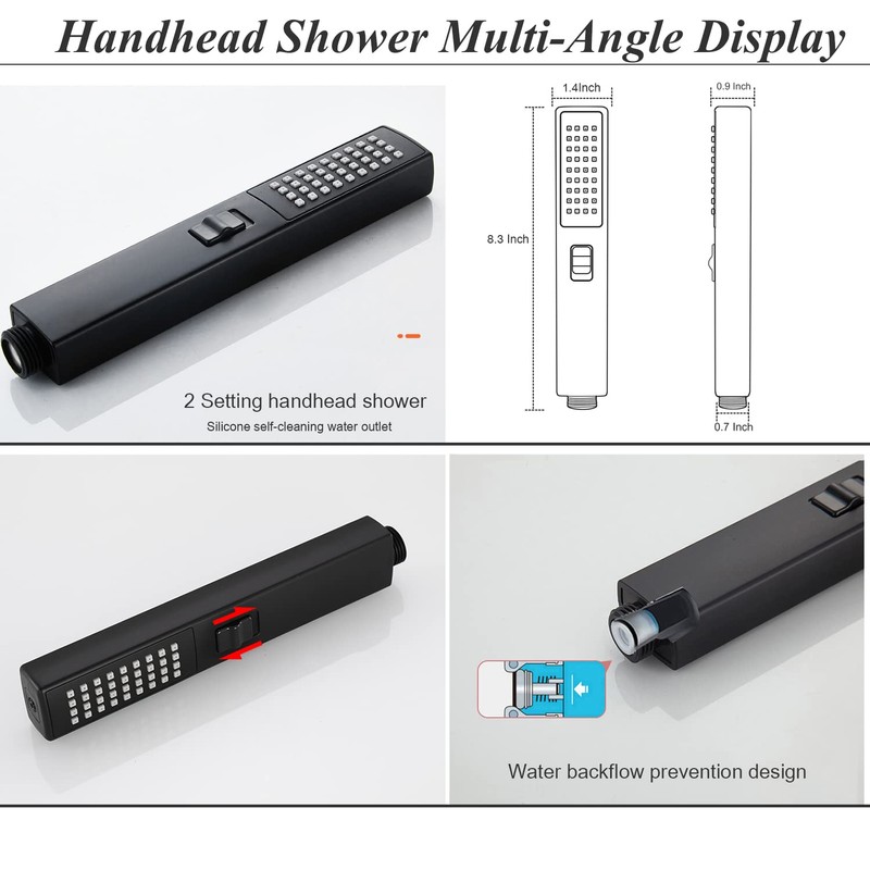 Shower Head, Rain Shower Head with Handheld ,High Pressure 8''