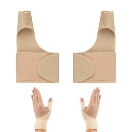 Pack of 2 Thumb Brace Right Left One Each, Thumb Hand Bandage, Wrist Splint Elastic Bandage Wrist Support Splint for Wrist Sports Tendonitis (Beige)