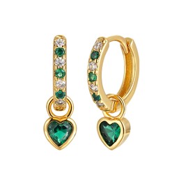 Small Gold Hoop Earrings For Women Emerald Green Earrings With Green Heart Drop Gold Hypoallergenic Hypoallergenic Earrings Plated Hoop Earrings