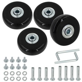 AcbbMNS 4 Pcs Luggage Suitcase Replacement Wheels 50mm x 18mm, Rubber Wheel with 6mm Bearing 36mm 38mm Axles Screw Washers Wrenches Repair Set